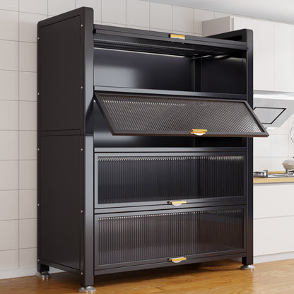 Kitchen Storage Rack Floor Multi-Layer Dustproof Storage Cabinet Microwave Oven Household Sideboard Multi-Functional Cabinet Storage Cabinet
