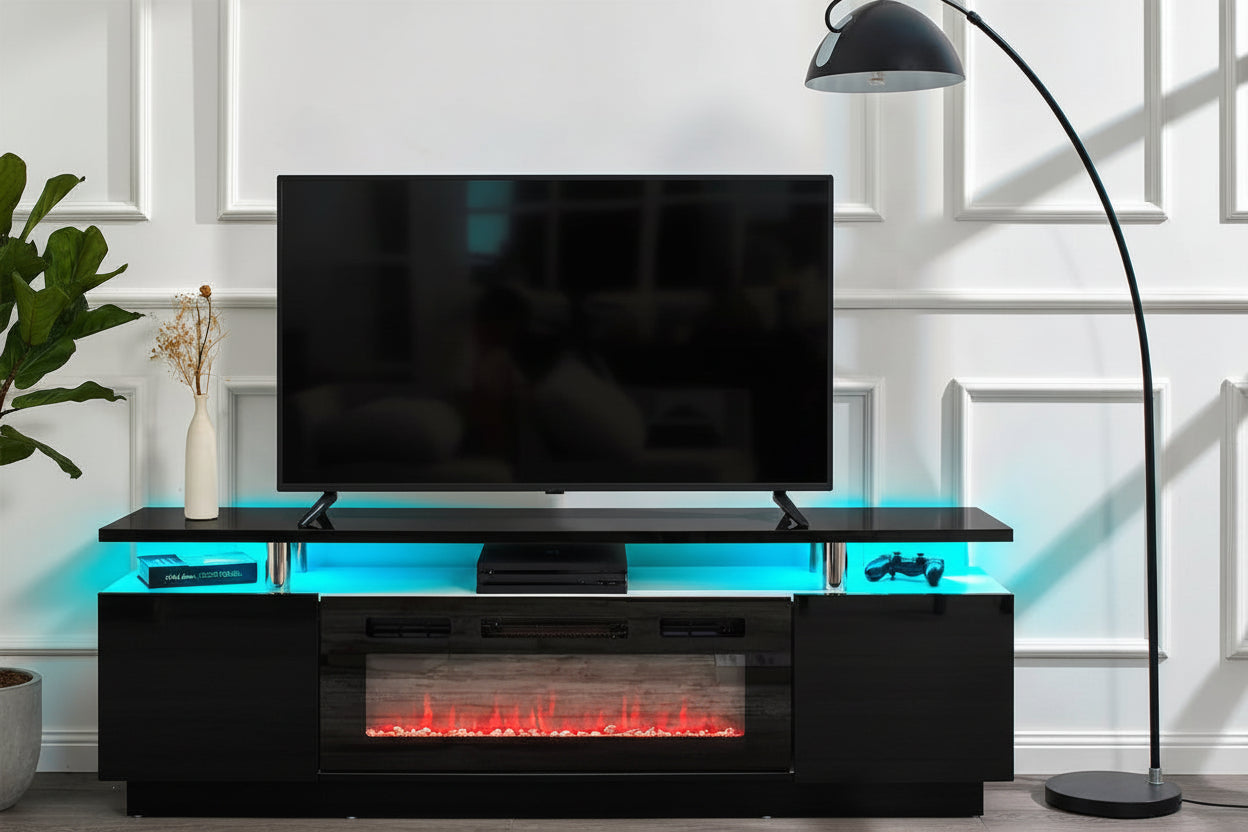 Mirror Furniture White Fireplace TV Cabinet With Led Lights Amazon European And American Explosions Panel Furniture Factory Wholesale
