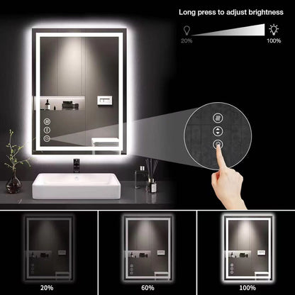 Amazon Cross-border Foreign Trade North America Square Defogging Bathroom Mirror Bathroom LED Lamp Mirror Touch Smart Mirror