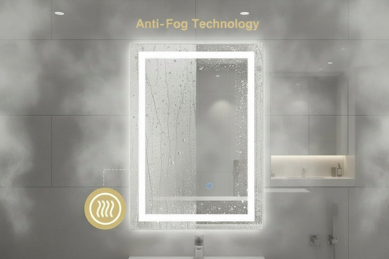 Amazon Cross-border Foreign Trade North America Square Defogging Bathroom Mirror Bathroom LED Lamp Mirror Touch Smart Mirror