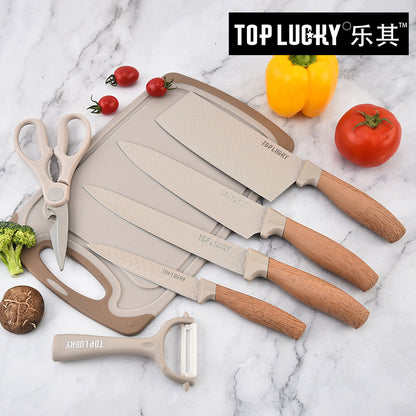 Household Knife 7-piece Set Kitchen Small Kitchen Knife Sharp Slicing Knife Fruit Knife Cutting Board Gift Knife