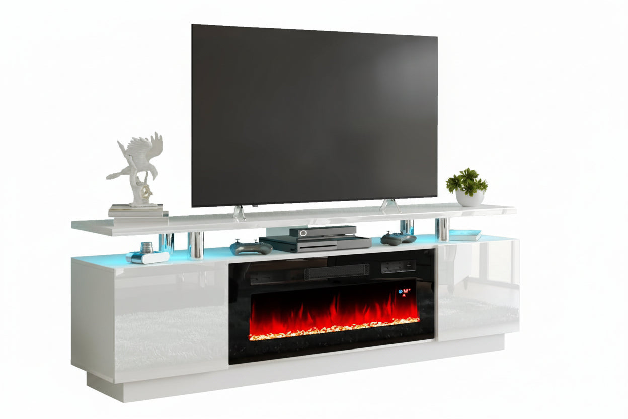 Mirror Furniture White Fireplace TV Cabinet With Led Lights Amazon European And American Explosions Panel Furniture Factory Wholesale