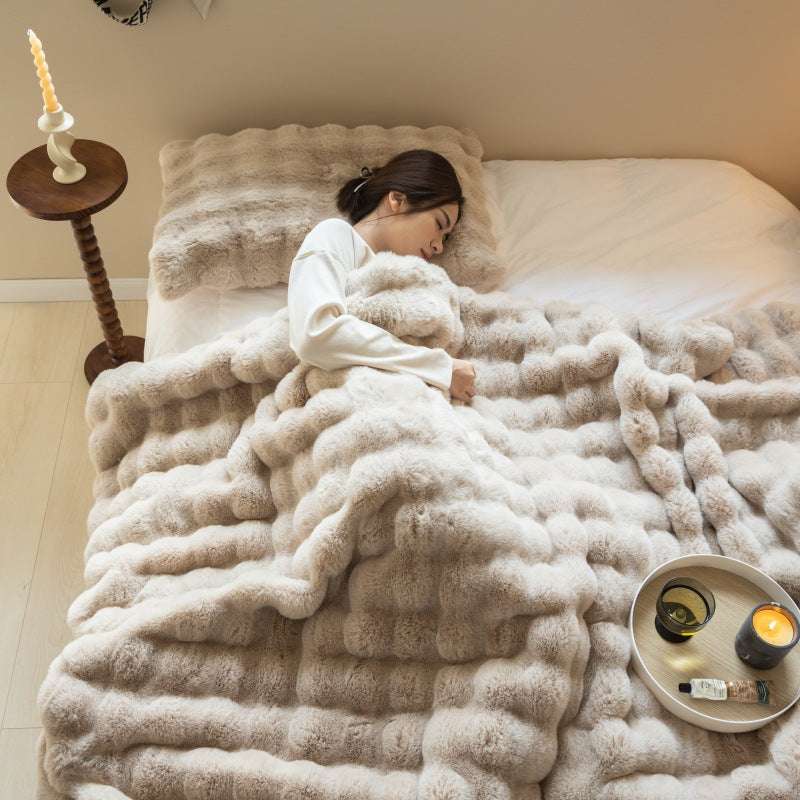 Tuscan Blanket Imitation Rabbit Blanket Bubble Velvet Blanket Double-sided Thickened Office Nap Blanket Sofa Cover Blanket