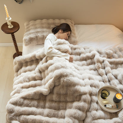 Tuscan Blanket Imitation Rabbit Blanket Bubble Velvet Blanket Double-sided Thickened Office Nap Blanket Sofa Cover Blanket