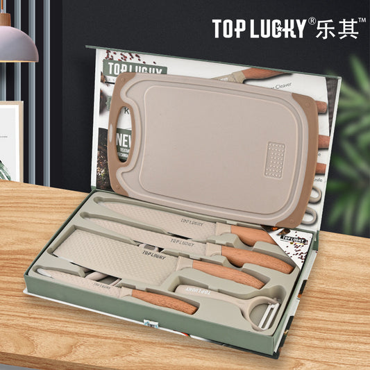 Household Knife 7-piece Set Kitchen Small Kitchen Knife Sharp Slicing Knife Fruit Knife Cutting Board Gift Knife