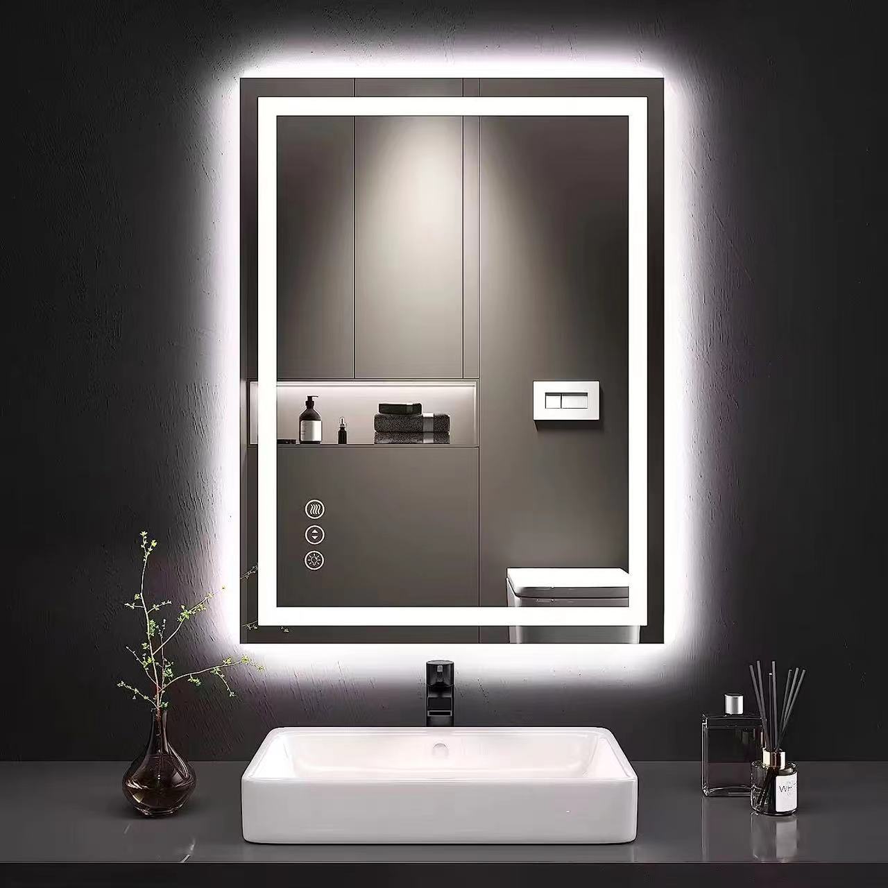 Amazon Cross-border Foreign Trade North America Square Defogging Bathroom Mirror Bathroom LED Lamp Mirror Touch Smart Mirror