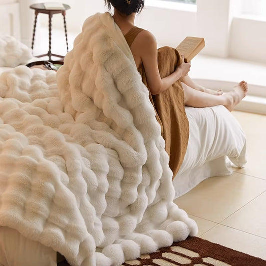 Tuscan Blanket Imitation Rabbit Blanket Bubble Velvet Blanket Double-sided Thickened Office Nap Blanket Sofa Cover Blanket